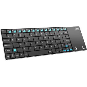 Rii K12BT Ultra Slim Portable Mini Wireless Bluetooth Keyboard with Large Size Touchpad Mouse,Stainless Steel Back Cover for PC,Surface Pro 2,3,Android iOS Tablet PC/Galaxy Tabs,Smart TV Box,Windows