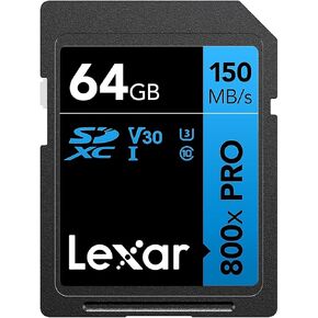 Lexar LSD0800P064G-BNNNU High-performance Sdxc Memory Card 800x Pro 64gb Class 10 Uhs-i U3 Blue Series