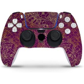 Zoomhitskins متوافق مع جلد تحكم PS5 ، فينيل لدائم وتناسب ، أزهار النيون الذهبية الأرجواني ، إناء الرجعية ، سهلة الاستخدام ، خالية من الفقاعات ، مقطوعة بدقة