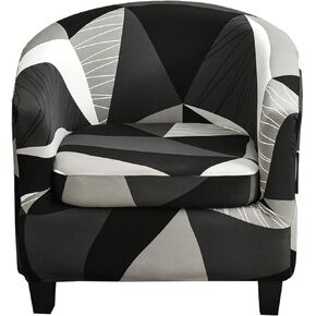 MIFXIN Tub Chair Slipcovers 2 Piece Stretch Printed Club Chair Cover with Cushion Cover Soft Spandex Round Barrel Chair Slipcovers Couch Protector for Bar Counter Living Room (Green)