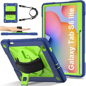 Anti-yellowing tablet cover Tablet PC Case Compatible with Samsung Galaxy Tab S6 Lite 10.4 P613/P619 2022,Full-Body Heavy Duty Shockproof Protective Cover with Wrist Strap Stand,Pencil Holder Stylus p