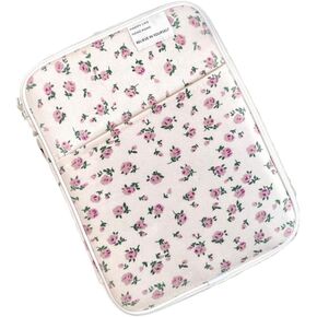 Cute Floral Laptop Sleeve Japanese Puffy Carrying Laptop Bag Cover Coquette Tablet Case Korean Fashion Office Bag Accessories (Pink,13.3in)