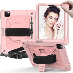Anti-yellowing tablet cover Tablet PC Case Compatible with iPad Air 5th Generation 10.9 Inch 2022,Full-Body Heavy Duty Shockproof Protective Cover with Wrist Strap Stand,Pencil Holder Stylus pen holde