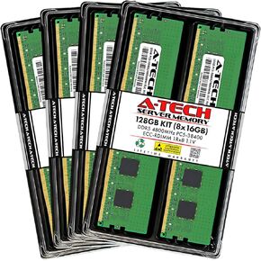 A-Tech 128GB KIT (8x16GB) RAM لـ Dell PowerEdge C6620 ، HS5610 ، HS5620 ، R660 ، R660XS ، R760 ، R7615 ، XE8640 ، XE9640 ، XE9680 | DDR5 4800MHz PC5-38400 EC8 RDIMM 1RX8 ECC ترقية ذاكرة الخادم المسجلة