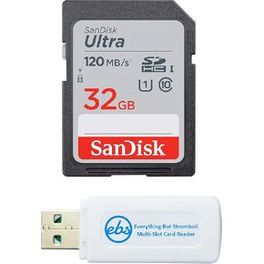 SanDisk 32GB SDHC SD Ultra Memory Card Works with FujiFilm FinePix XP120, XP130, XP140 Underwater Digital Camera (SDSDUN4-032G-GN6IN) Bundle with (1) Everything But Stromboli Card Reader