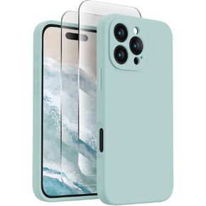 Firenova المصمم لحالة iPhone 16 Pro Max ، علبة الهاتف التي تمت ترقيتها من السيليكون [حماية الكاميرا] مع [حماة شاشة 2] ، بطانة الألياف الدقيقة المضادة للخلع داخل ، 2024 ، الأسود