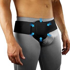 Hernia Belts for Men Inguinal, Hernia Support for Women and Men, Hernia Truss for Left or Right Side, Groin Belt, Adjustable Waist Strap with Removable Compression Pads