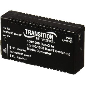 Transition Networks StandAlone Mini Gigabit Ethernet Fiber Media Converter GigE (M/GE-PSW-SFP-01-NA)