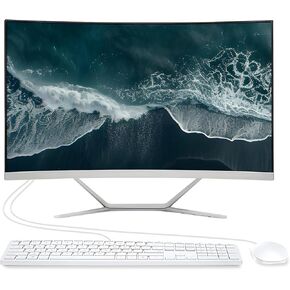 All-in-One Desktop Computer PC, 24" FHD Curved Display Monitor AMD R5 Quad-Core Processor, 8GB, 512GB SSD, Dual-Band Wi-Fi, Bluetooth, 4 USB, HDMI, VGA, Keyboard & Mouse for Home Study Office Gaming
