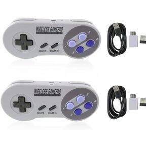 2 Packs 2.4 GHz Wireless USB Controller for SNES Super Classic Games, Retro USB PC Controller for Windows PC MAC Linux Genesis Raspberry Pi Retropie Emulator