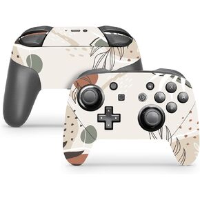 ZOOMHITSKINS Glitter Switch Pro Controller Skin, Compatible for Switch Controller Skin, Natural Botanical Beige Vintage Leaves Fall, 3M Vinyl Cover, Durable & Fit, Easy to Install, Made in The USA