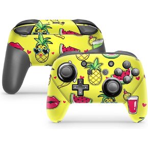ZOOMHITSKINS Glitter Switch Pro Controller Skin, Compatible for Switch Controller Skin, Party Summer Beach Cocktail Kiss Citrus, 3M Vinyl Cover, Durable & Fit, Easy to Install, Made in The USA