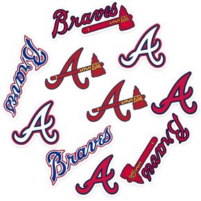 10 PCS Sports Stickers for Braves PVC Sticker for Teens，DIY Decoration Waterproof Stickers