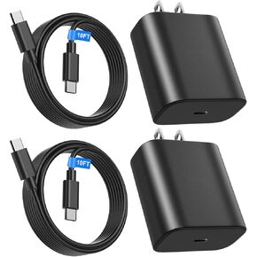 45W Samsung Super Fast Charger, 2 Pack USB C Phone Charger for Samsung Galaxy S25/S25 Ultra/S25+/S24 Ultra/S24/S24+/S23/S22/S21/S20/Note20, Type C Fast Charging Block with 10FT C Charger Cord