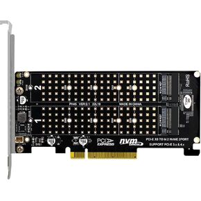 PH45 Dual M.2 MKey Split Card PCIE4.0 X8 RAID Expansion Compatible with M.2 NVMe 2230 2242 2260 2280 22110 SSD