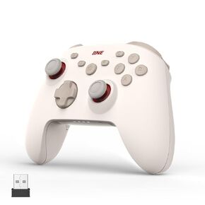 IINE Wireless PC Controller, Pro Controller with Hall Effect Joysticks/Triggers, PC Gamepad with 1000Hz Polling Rate/1000mAh Battery, Multi-Platform Support (White)