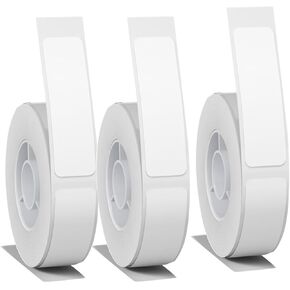 D30 Labels, Thermal Label Paper Replacement for Phomemo D30 Labels Tape Printer Maker Tape Refill for Print Master D30 Q30 D35 Labels Refill (White, 12mm*40mm 3 Rolls)
