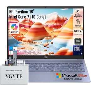 HP Pavilion 16 Touchscreen Laptop Computer, 16" WUXGA Business Laptop, Intel Core 7(Faster than i7-1355U),32GB DDR5 RAM 2TB SSD+512GB Docking Set,Windows 11 Pro Lifetime Office,10 Key Backlit Keyboard