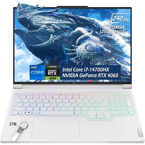 Lenovo Legion 7i 16" LCD IPS WQXGA 240Hz Gaming Laptop, Intel 14th Gen Core i7-14700HX, NVIDIA GeForce RTX 4060, 64GB RAM 1TB SSD, Wi-Fi6E, Backlit KB, Win11, Glacier White + 2TB Flash Drive, W/GaLiMu