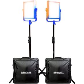 Dracast Plus Series LED1000 Bi-Color LED 2 Light Kit with V-Mount and Gold Mount Battery Plates and Light Stands