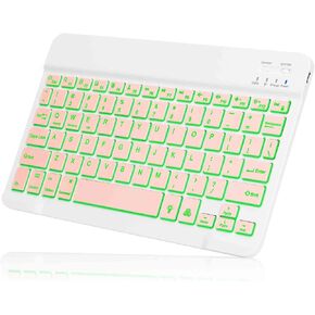 UX030 Lightweight Ergonomic Keyboard with Background RGB Light, Multi Device Slim Rechargeable Keyboard Bluetooth 5.1 and 2.4GHz Stable Connection Keyboard Compatible with Samsung Galaxy Tab Series