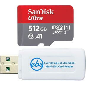 SanDisk Memory Card 512GB Ultra MicroSD Works with LG Stylo 3, LG Zone 4, LG Stylo 5, LG Stylo 4 Cell Phone UHS-1 (SDSQUAR-512G-GN6MN) Bundle with (1) Everything But Stromboli SD & Micro Card Reader
