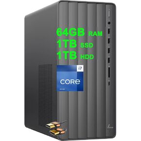 HP Envy Business Desktop Computer Intel 20-Core i7-14700 64GB RAM 1TB SSD + 1TB HDD USB-C Win11Pro Black + HDMI Cable