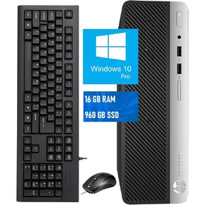 HP ProDesk 400 G4 SFF Desktop PC, Core i3-6100, 16GB RAM, 960GB SSD, Wi-Fi, Bluetooth, Desktop Computers Windows 10 Pro (Renewed)