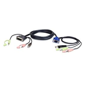 Aten - 2L7DX2U - ATEN 1.8M USB VGA to DVI-A KVM Cable with Audio - 5.91 ft KVM Cable for KVM Switch, PC - First End: 1 x Type A Male USB, First End: 1 x Mini-Phone Male Stereo Audio, First End: 1 x