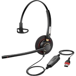 Arama 2-Pack USB Headset with Microphones for PC, Computer, Laptop - Clear Sound Quality with Mute Button & Volume Control - Ideal for Streaming, Office, Zoom Calls