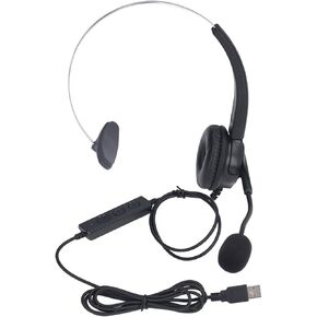 Call Center Headset - Noise Reduction Ergonomic Design for Telemarketing and Customer Service, Adjustable Mic and Volume Control for Home Office