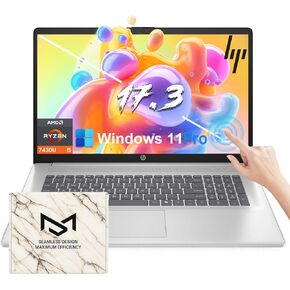 HP Flagship Business Laptop Computer - 17.3" HD+ Touchscreen - w/Office Lifetime - Ryzen 5 7430U (up to 4.3Ghz) - AI Copilot - Wi-Fi 6 - Fast Charge - Numeric Keypad - Win 11 Pro (64GB RAM, 2TB SSD)
