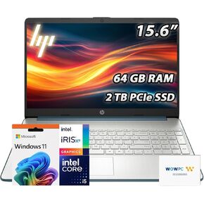 HP Pavilion 15.6" FHD Laptop | 32GB RAM • 1TB PCIe SSD | Intel Core i5-1235U (10 Core) Processor | Copilot & AI Ready | Wi-Fi 6 | Bluetooth | HDMI | Windows 11 Pro | WOWPC Recovery USB
