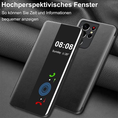 for Samsung Galaxy S21 Ultra Case Flip Leather Clear S-View, Touchable Window, for Samsung S21 Ultra Phone Case Smart Window Hard Flip Shockproof Protective Cover Galaxy 5G S21 Ultra Case Clear View in Kuwait