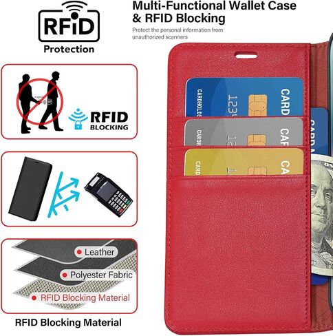 Utook Compatible with iPhone 14 Pro Case Wallet, Genuine Leather Magnetic Flip Cell Phone Cases with Credit Card RFID Blocking Shockproof Shell for Phone 14 Pro 6.1" 5G in Saudi Arabia
