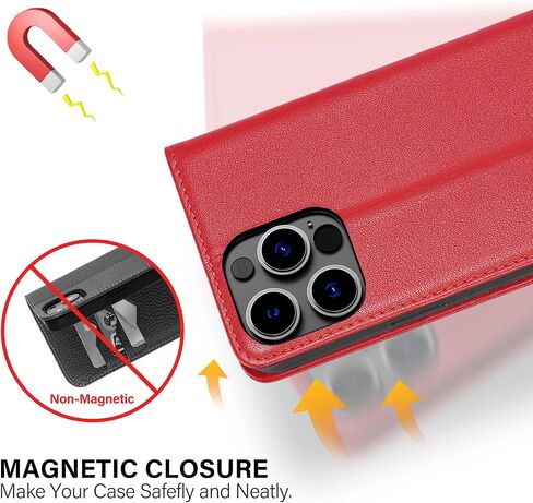 Utook Compatible with iPhone 14 Pro Case Wallet, Genuine Leather Magnetic Flip Cell Phone Cases with Credit Card RFID Blocking Shockproof Shell for Phone 14 Pro 6.1" 5G in Saudi Arabia