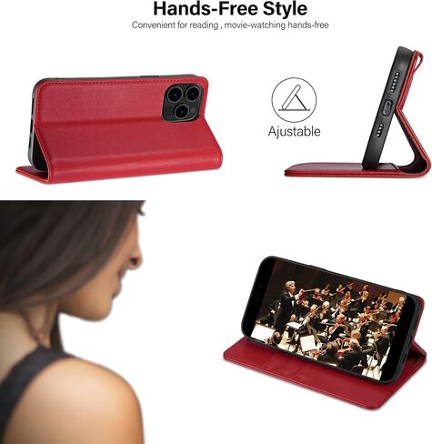 Utook Compatible with iPhone 14 Pro Case Wallet, Genuine Leather Magnetic Flip Cell Phone Cases with Credit Card RFID Blocking Shockproof Shell for Phone 14 Pro 6.1" 5G in Saudi Arabia