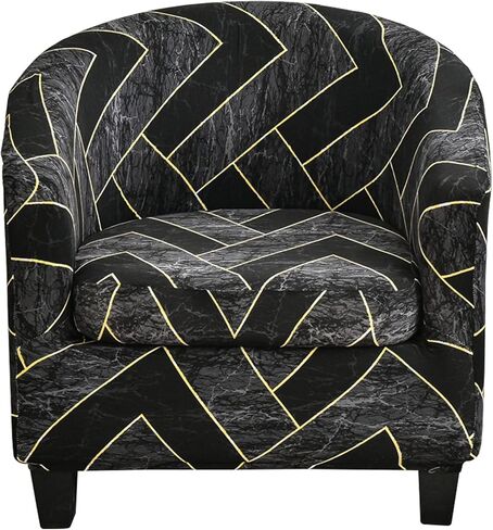 MIFXIN Tub Chair Slipcovers 2 Piece Stretch Printed Club Chair Cover with Cushion Cover Soft Spandex Round Barrel Chair Slipcovers Couch Protector for Bar Counter Living Room (Green) in Kuwait