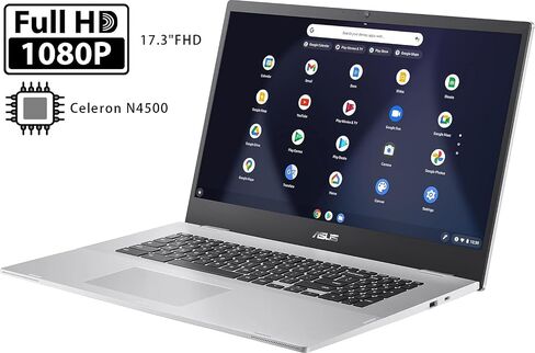 ASUS 17.3 Inch FHD Chromebook Laptop | Intel Celeron N4500, Dual-Core Processor | 4GB Ram, 64GB eMMC | Mineral Grey | WiFi 6 | 10 HR Battery | LED Backlight | Google Assistant | Intel UHD Graphcs in Saudi Arabia