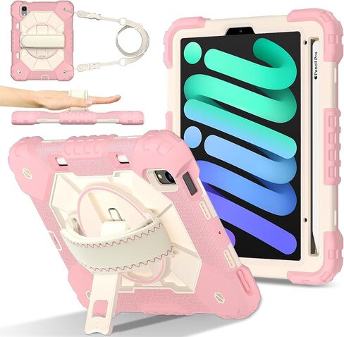 Anti-yellowing tablet cover Case Compatible with iPad Mini 7 (A17 Pro) 2024/Mini 6 Case 8.3-Inch 2021 Case with Pencil Holder, 360 Degree Rotating Multi-Function Grip Bracket+Shoulder Strap Full Prote in Saudi Arabia