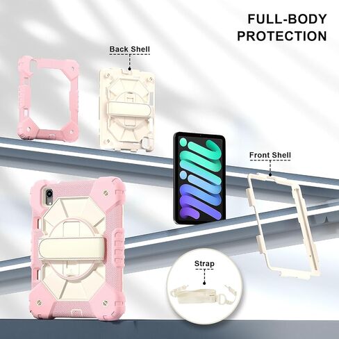Anti-yellowing tablet cover Case Compatible with iPad Mini 7 (A17 Pro) 2024/Mini 6 Case 8.3-Inch 2021 Case with Pencil Holder, 360 Degree Rotating Multi-Function Grip Bracket+Shoulder Strap Full Prote in Saudi Arabia