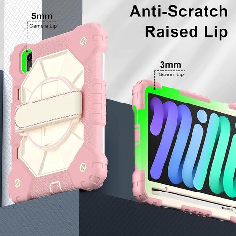 Anti-yellowing tablet cover Case Compatible with iPad Mini 7 (A17 Pro) 2024/Mini 6 Case 8.3-Inch 2021 Case with Pencil Holder, 360 Degree Rotating Multi-Function Grip Bracket+Shoulder Strap Full Prote in Saudi Arabia