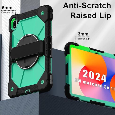 Anti-yellowing tablet cover Case Compatible with Huawei MatePad SE 11 inch Released 2024 Tablet Case, Full Protective Shockproof Case 360 Degree Rotating Multi-Function Grip Bracket+Shoulder Strap Sty in Kuwait