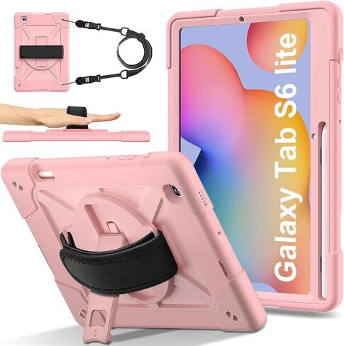 غطاء الكمبيوتر اللوحي المضاد لصفراء الكمبيوتر الكمبيوتر اللوحي حالة الكمبيوتر المتوافق مع Samsung Galaxy Tab S6 Lite 10.4 P613/P619 2022 ، غطاء واقعي للخدمة الثقيلة للغاية مع حامل حزام معصم ، حامل قلم رصاص P. in Kuwait