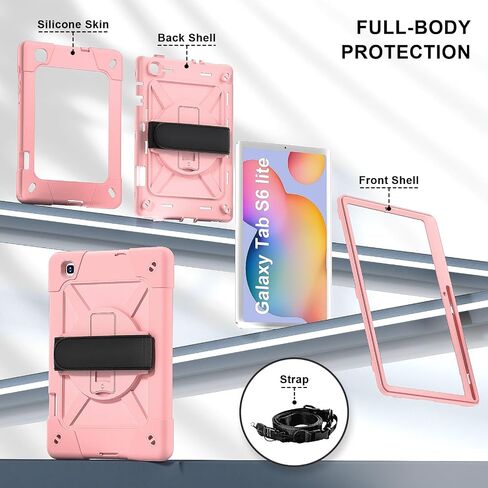 غطاء الكمبيوتر اللوحي المضاد لصفراء الكمبيوتر الكمبيوتر اللوحي حالة الكمبيوتر المتوافق مع Samsung Galaxy Tab S6 Lite 10.4 P613/P619 2022 ، غطاء واقعي للخدمة الثقيلة للغاية مع حامل حزام معصم ، حامل قلم رصاص P. in Kuwait