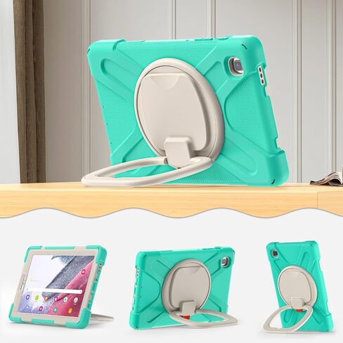 Anti-yellowing tablet cover Case Compatible with Samsung Galaxy Tab A7 Lite 8.7" 2021 T220/T225N/T225C/T227U,Heavy Duty TPU Shockproof Kids Case,360 Degree Rotating Multi-Function Grip Bracket+Shoulde in Kuwait