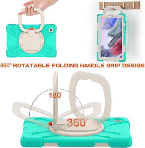 Anti-yellowing tablet cover Case Compatible with Samsung Galaxy Tab A7 Lite 8.7" 2021 T220/T225N/T225C/T227U,Heavy Duty TPU Shockproof Kids Case,360 Degree Rotating Multi-Function Grip Bracket+Shoulde in Kuwait
