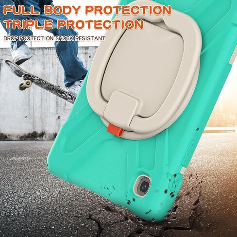 Anti-yellowing tablet cover Case Compatible with Samsung Galaxy Tab A7 Lite 8.7" 2021 T220/T225N/T225C/T227U,Heavy Duty TPU Shockproof Kids Case,360 Degree Rotating Multi-Function Grip Bracket+Shoulde in Kuwait