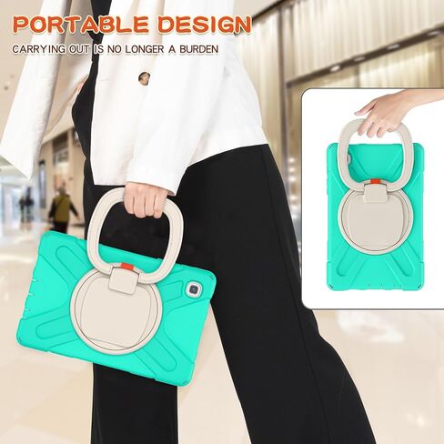 Anti-yellowing tablet cover Case Compatible with Samsung Galaxy Tab A7 Lite 8.7" 2021 T220/T225N/T225C/T227U,Heavy Duty TPU Shockproof Kids Case,360 Degree Rotating Multi-Function Grip Bracket+Shoulde in Kuwait