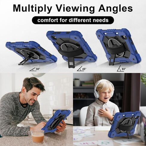 Anti-yellowing tablet cover Rugged Case Compatible with iPad Mini 7th Generation 2024,Heavy Duty Protective Cover with Adjustable Stand, Shoulder Strap & Pencil Holder | Kids-Friendly Stylus pen holde in Kuwait